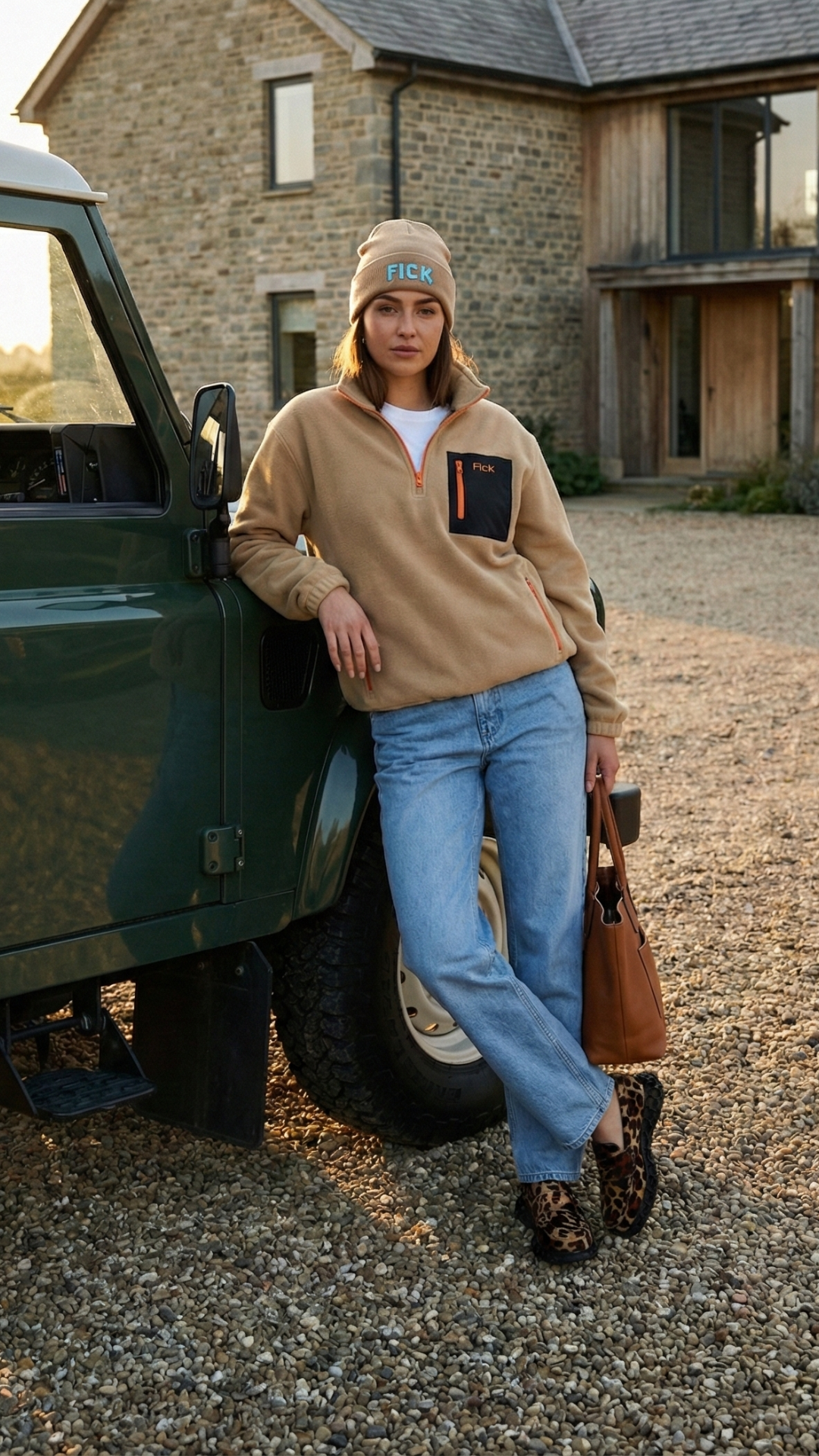 Mocasín Kepler Leopony Animal Print - Bee System Black Sole