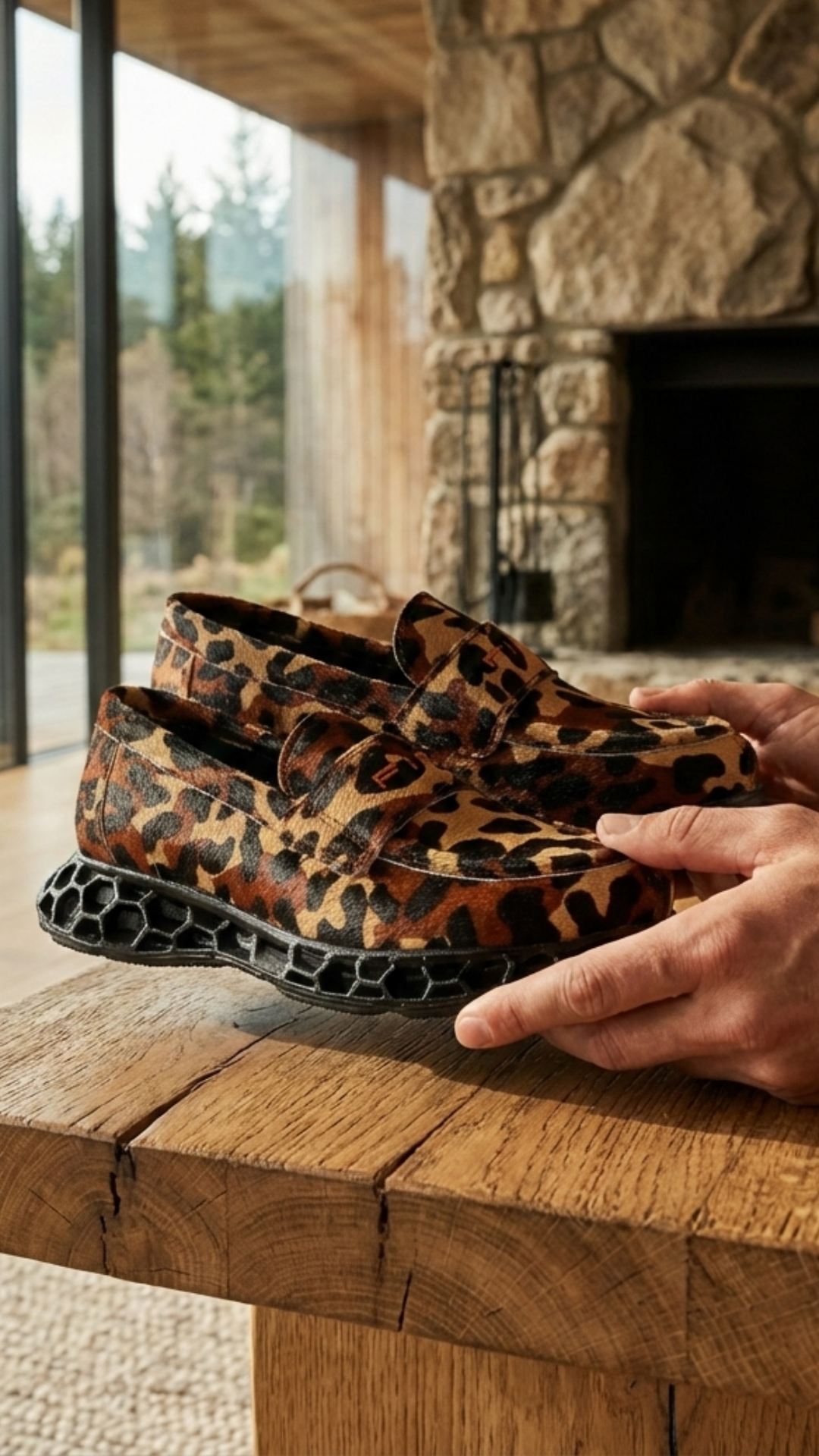 Mocasín Kepler Leopony Animal Print - Bee System Black Sole