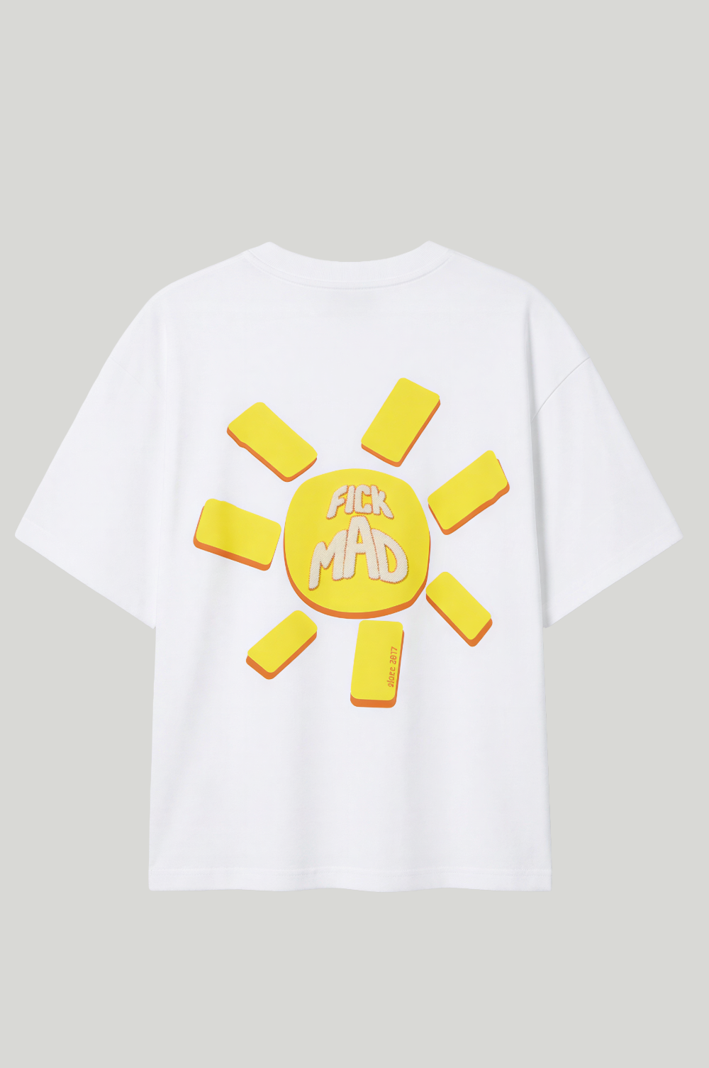 White T-Shirt Fick Embroidery Sun Mad